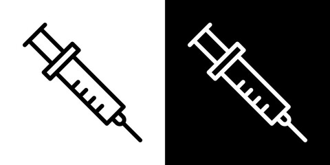 Syringe injection icons vector set in stroke line style © Vipul