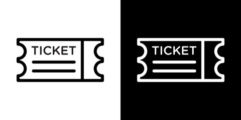 Ticket stub icons vector set in stroke line style