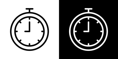 Timer icons vector set in stroke line style