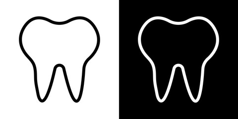 Tooth icons vector set in stroke line style