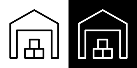 Warehouse icons vector set in stroke line style