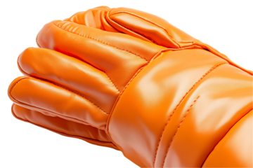 Close-up of a Vibrant Orange Padded Leather Glove