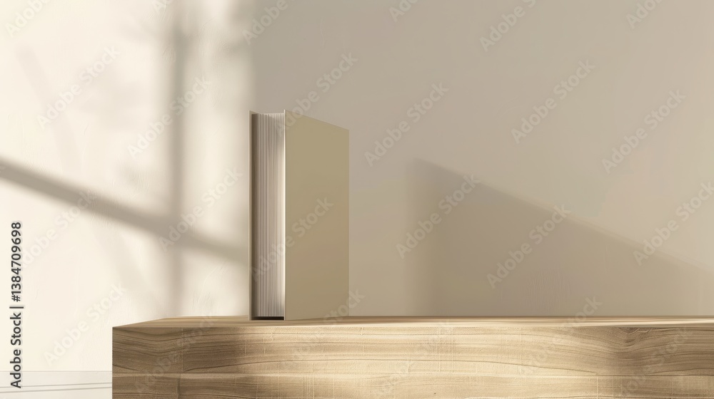 Poster minimalist book display with natural light and soft shadows