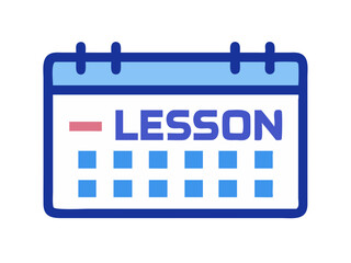 Lesson calendar icon in blue and red outline style