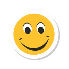 Fototapeta premium Classic yellow smiley emoji with bold black eyes