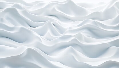 Obraz premium Abstract white wavy folds. Soft, smooth, flowing, 3D render of curving surfaces. Delicate, modern texture. Elegant, clean design