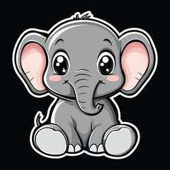 Cute Cartoon baby Elephant Cub Smiling vector