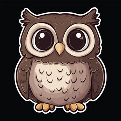 Cute Cartoon Owl with Big Eyes