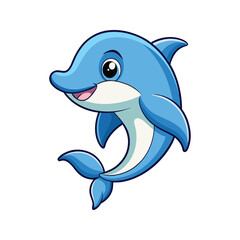 Naklejka premium Cartoon dolphin with a friendly face and soft colors Vector illustration isolated on white background