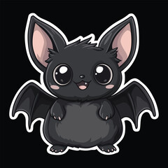 Cute cartoon bat with big eyes and wings