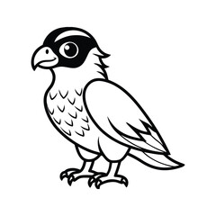 Fototapeta premium Cartoon falcon with sharp feathers silhouette isolated on white background