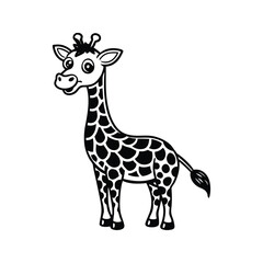 Obraz premium Cartoon giraffe with large eyes silhouette isolated on white background