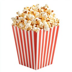 Freshly Popped Popcorn in Classic Red and White Striped Container