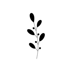 branch with leaves silhouette