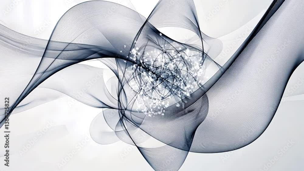 Poster abstract dynamic forms: an elegant interplay of fluid, ethereal lines and interconnected nodes creat