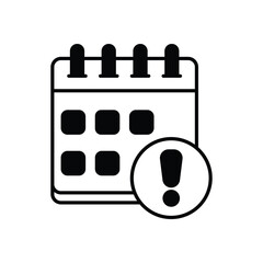 Calendar With Alerts icon isolated on a white background. Vector illustration.