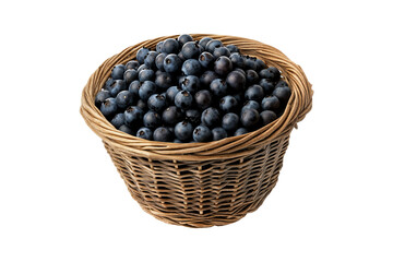 Basket of fresh blueberries isolated on transparent background