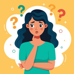 girl thinking vector illustration