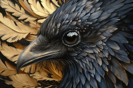 Close-up view of a bird showcasing intricate details of feathers and vibrant colors, bbird's close-up appearance