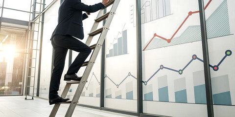 Businessman Walking Up Stairs