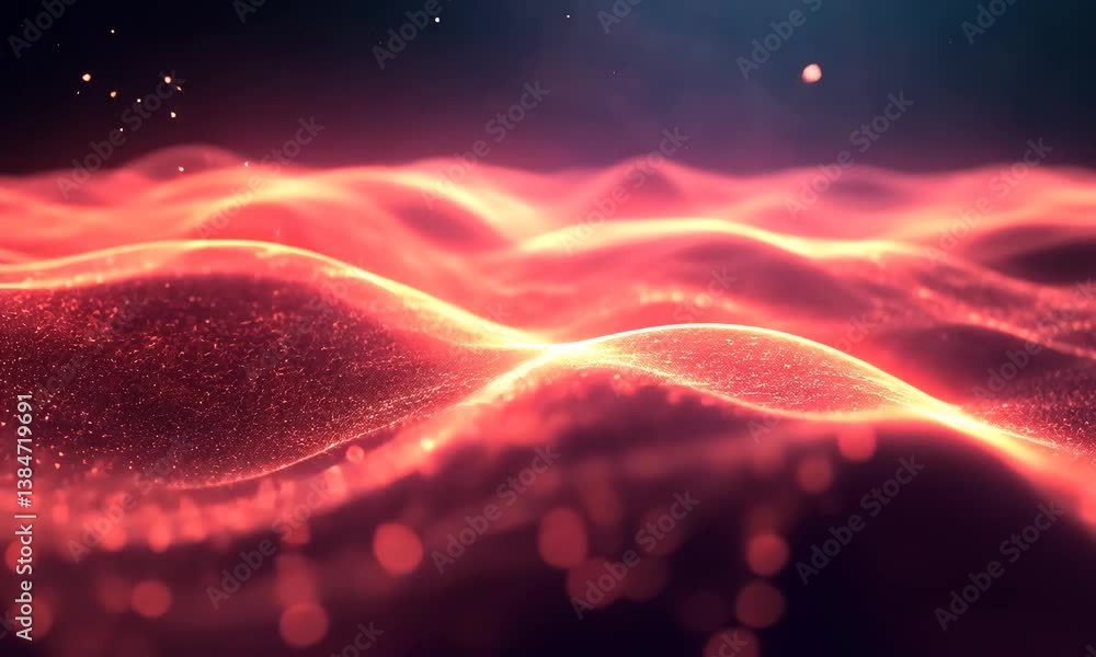 Aufkleber abstract red energy wave background with glittering particle effects and light trails