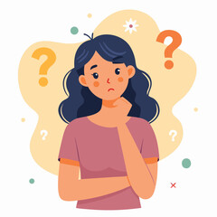girl thinking vector illustration