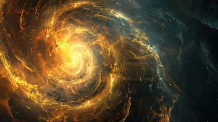 Fiery Spiral Galaxy in Deep Space with Cosmic Swirls and Stars