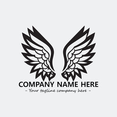 Wing illustration black and white for logo company vector image
