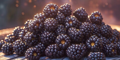A Pile of Fresh Ripe Blackberries Ready to Eat Juicy Sweet Berries.