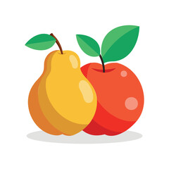 Autumn fruits, apple and pear, simple style, food