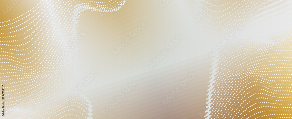 Poster abstract waving particle technology gold background design. abstract wave moving dots flow particles