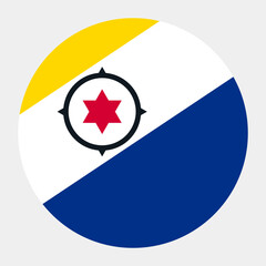 Dutch Caribbean flag. Caribisch Nederland circle flag. Flag icon. Standard color. Round flag. Computer illustration. Digital illustration. Vector illustration.