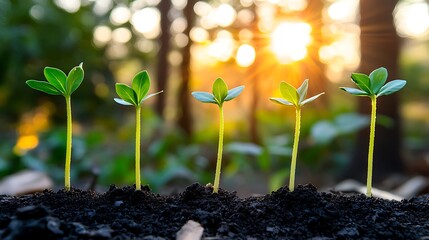 Sunrise Seedlings Growing in Soil.