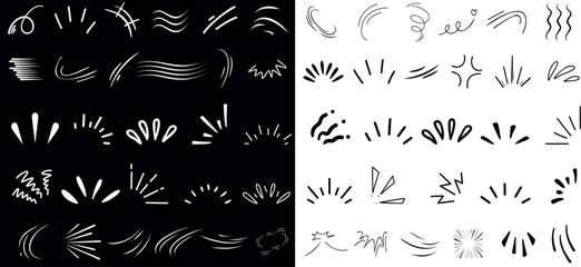 Dynamic line sparkle and line movement elements for graphic design, bstract motion lines, spark bursts, and wave effects for creative projects and illustrations