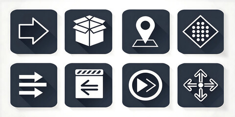 Symbols Sheet of Shipping Box, Arrows, and Directions