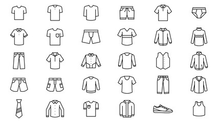 men's clothing icons collection vector design in trendy style