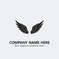 Wing illustration black and white for logo company vector image
