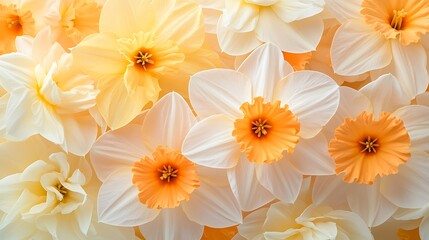 Obraz premium Spring flora blooming daffodils in nature close-up view of vibrant flowers