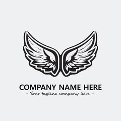 Wing illustration black and white for logo company vector image
