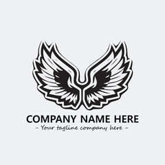Wing illustration black and white for logo company vector image
