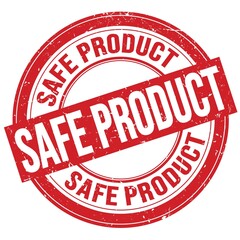 SAFE PRODUCT text written on red round stamp sign