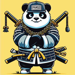 Tough Panda with Katana and Bling