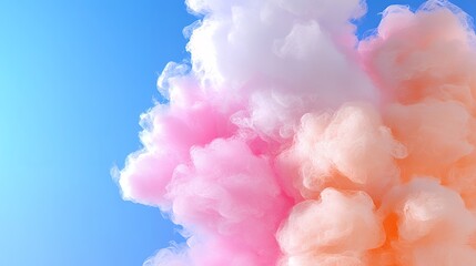 Fototapeta premium Pink peach cotton candy cloudscape