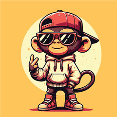 Obraz premium Funky Monkey Cartoon with Attitude