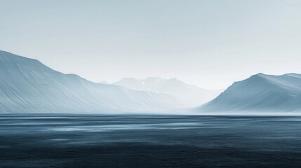 Misty mountain valley landscape, serene dawn (1)
