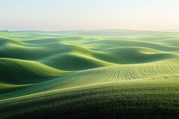 Obraz premium explore minimalistic landscape with abstract fields under vast cloudless sky with ample copy space