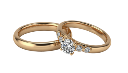 gold wedding rings on a transparent background generated by AI