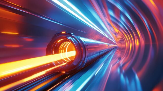 AIpowered hyperloop engineer optimizing vacuum train technology for ultrafast transport, nextgen mobility, no face