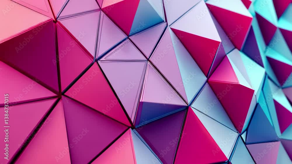 Poster dynamic abstract design featuring vibrant triangles in a twotone color scheme, background of triangl
