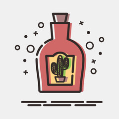 Icon tequila. Day of the dead celebration elements. Icons in MBE style. Good for prints, posters, logo, party decoration, greeting card, etc.